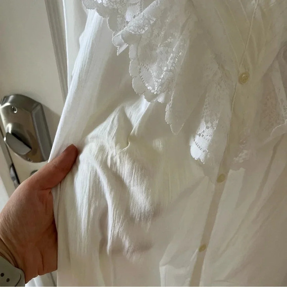 Vintage NWT 80s DVF Diane Von Furstenberg White Frilly Lace Nightgown Dress Sz M - Picture 3 of 11